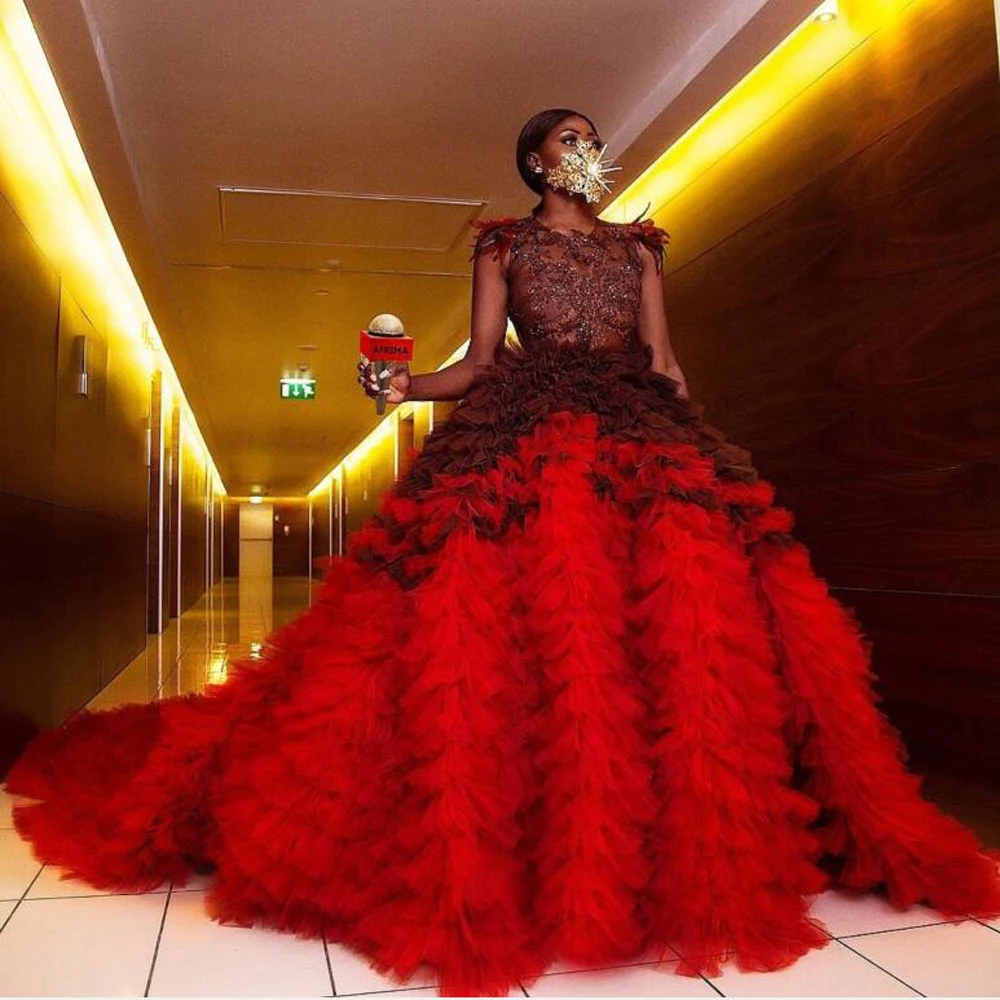 

Ball Gown Prom Dresses With Lace Appliques Beads Tiered Puffy Girls Pageant Gowns Special Occasion Evening Dress For Christmas