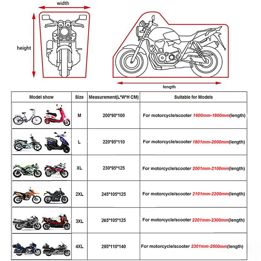 All-Season Waterproof Dustproof UV Protector Motorcycle Rain Cover