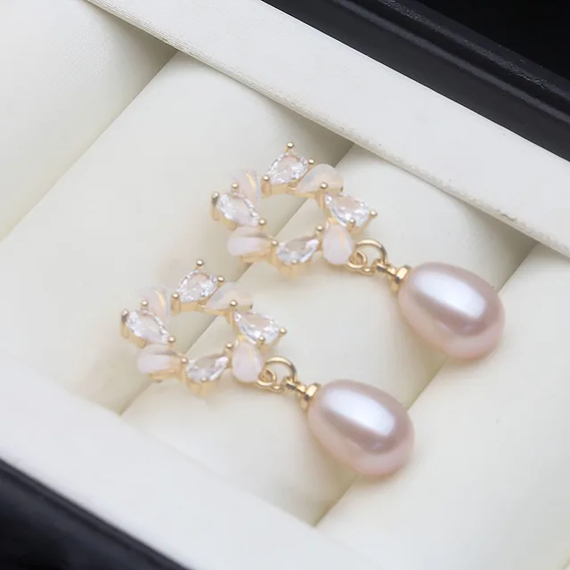 Boucles d'oreilles en perles d'eau douce naturelles pour femme, bijoux de mariage en argent 925, cadeau d'anniversaire pour femme, rose noir