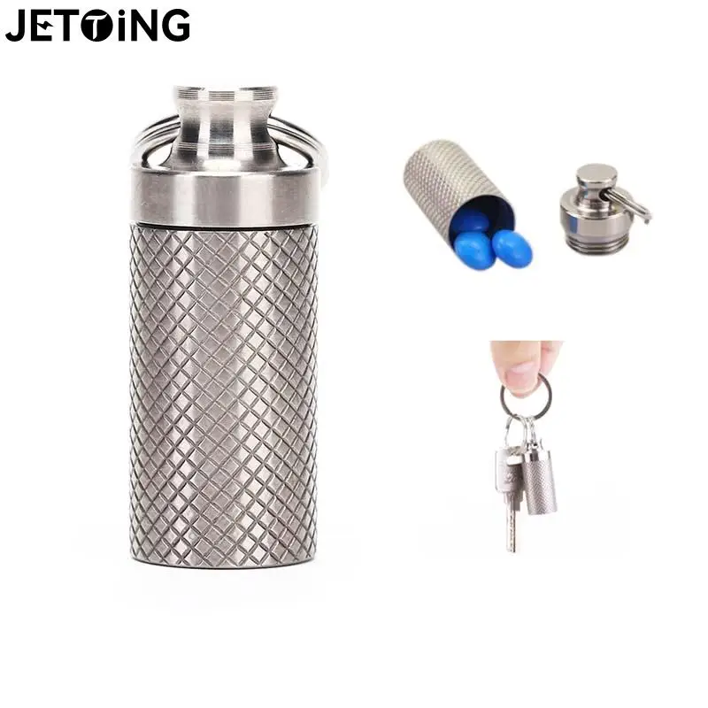 Outdoor Waterproof Canister Titanium Alloy Waterproof Canister Medicine Seal Capsule Bottle Keyring Multi Tools whistle keychain car adhesive tape keychain tool tactical keychain keychain carabiner pill box waterproof bottle camping gas canister