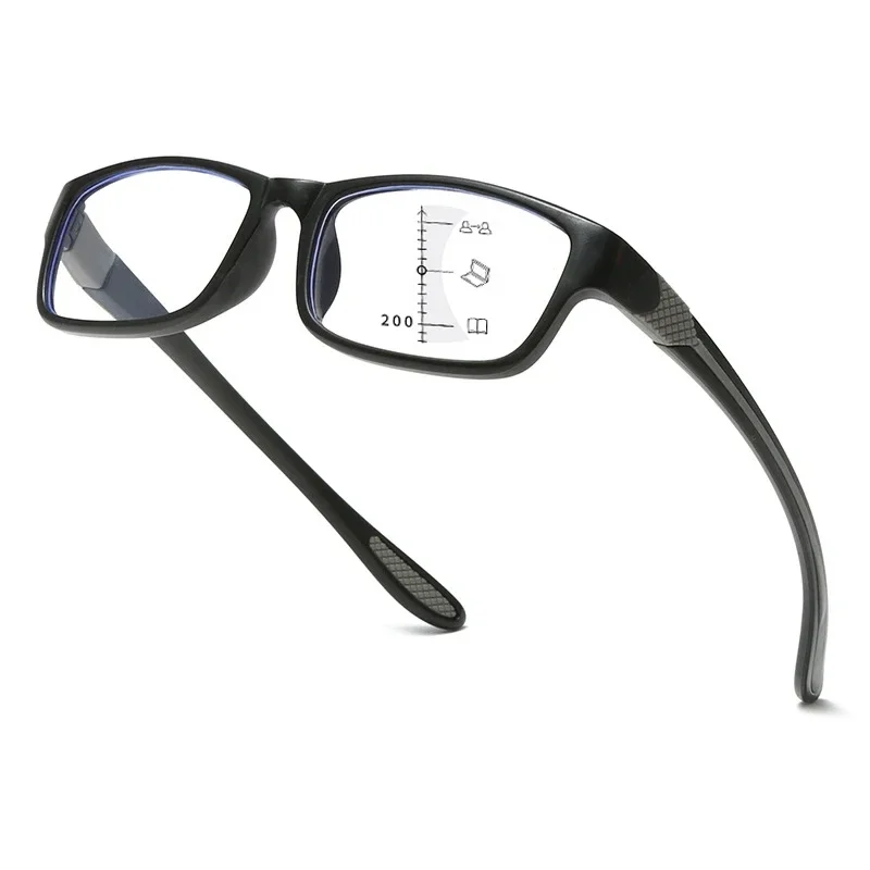 Square Frame Multifocal Reading Glasses Men Women Near and Far Progressive Eyeglasses Vintage Blue Light Blocking Presbyopia 4