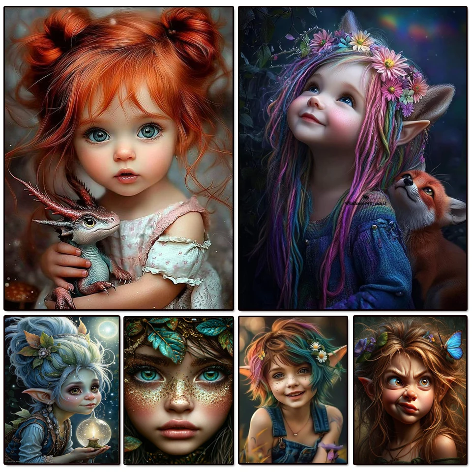 Elf Girl & Fox Diamond Painting Kit 1