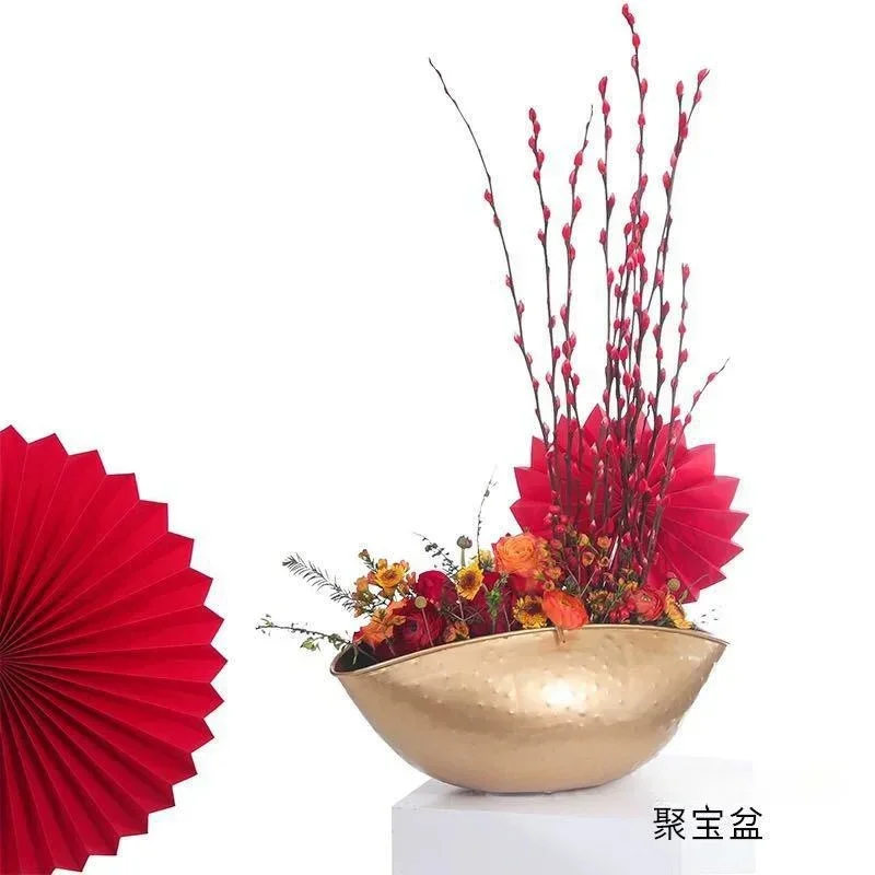 New Large Size Golden Bowl Pot Vase Jubao Pot Flower Planting Handmade Iron Flower Pot for Home Hotel Decorative Gift Metal - Image 4