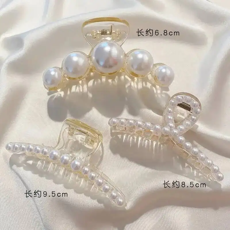 2020 perle Acryl Haar Klaue Elegante Transparente Haar Krabben Clips Für Frauen Einfache Hohl Geometrische Bad Clamp Haar Zubehör – Detail 4