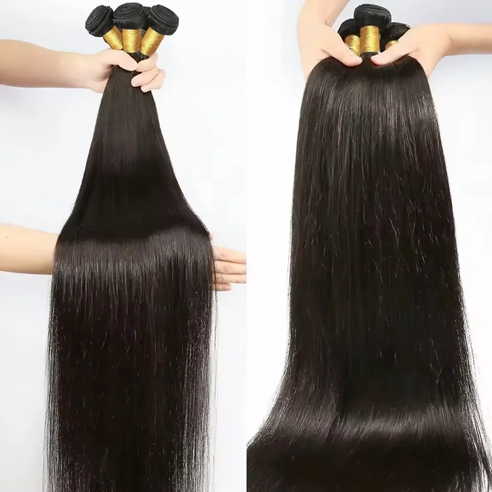 Brazilian Straight Human Hair Bundle 30 32 Inch Natural Raw Human Hair 3 Bundle Deal Weaves For Extension