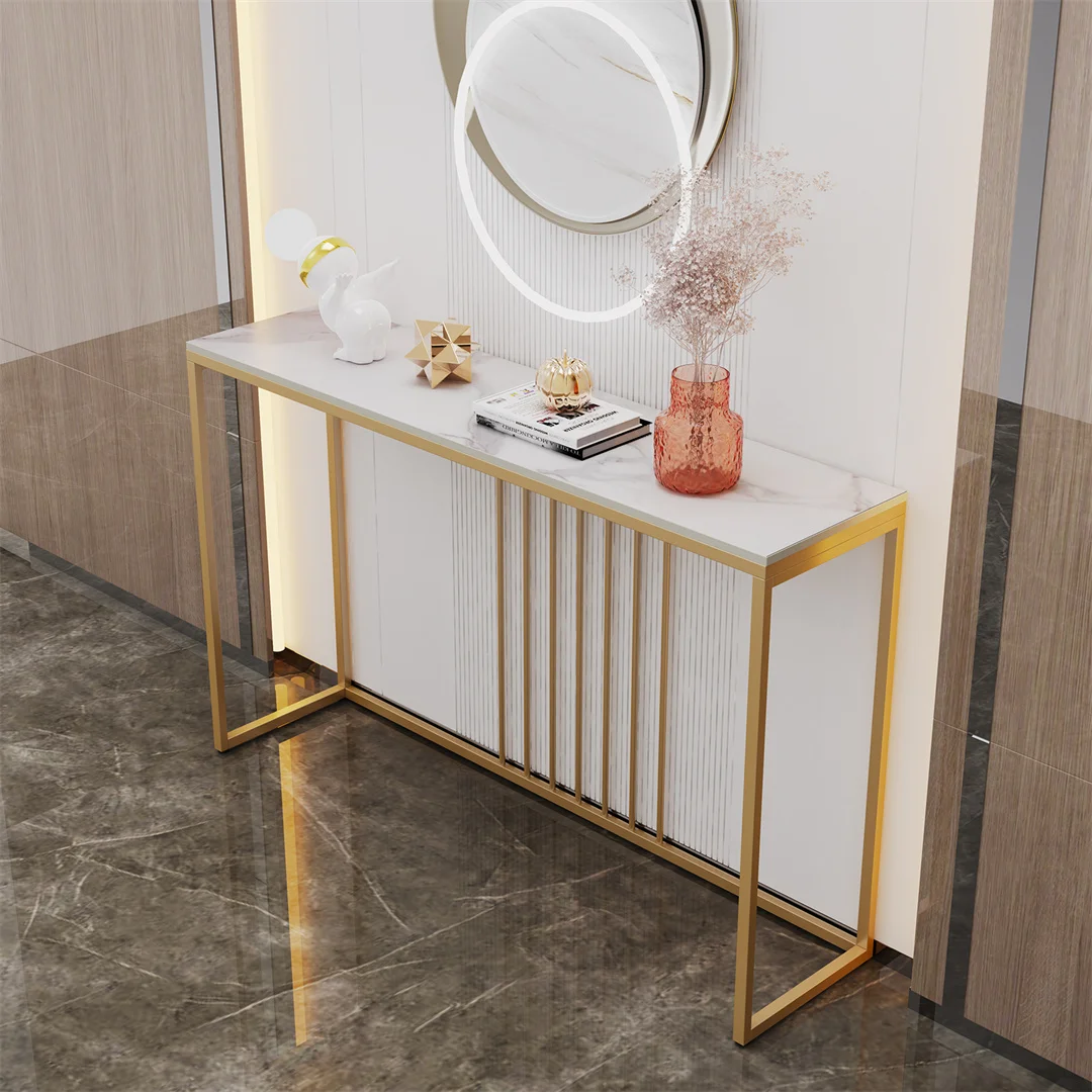 LUVODI 120cm Long Console Table for Entryway Minimalistic Living Room Furniture Sofa Side Table with Strong Metal Stand