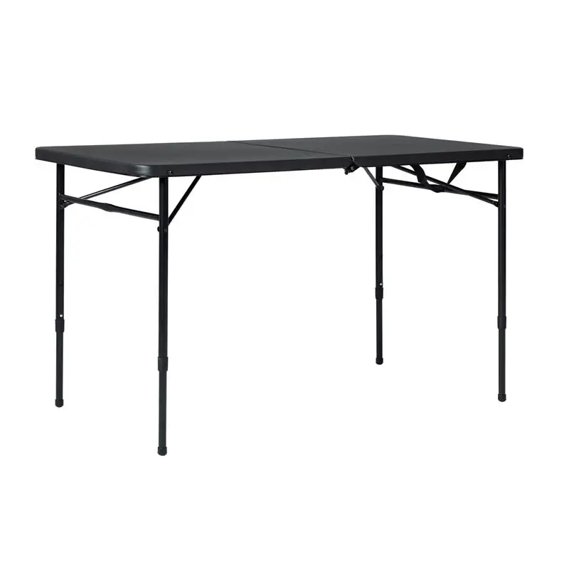 

Folding Table,Fold-In-Half Table,Adjustable Table,4 Foot,Rich Black