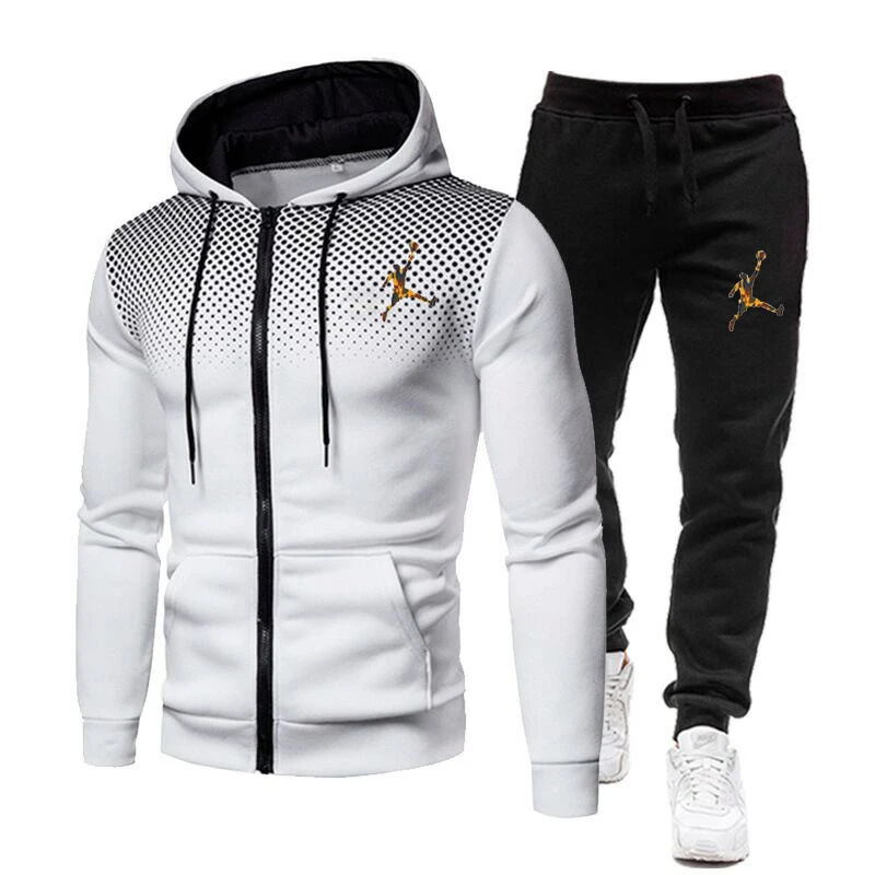 High Quality Fall Winter Fleece Warm Men's Clothing Tracksuit Hoodies SweatPants Two Piece Sets Suit Fashion Trend Sportswear