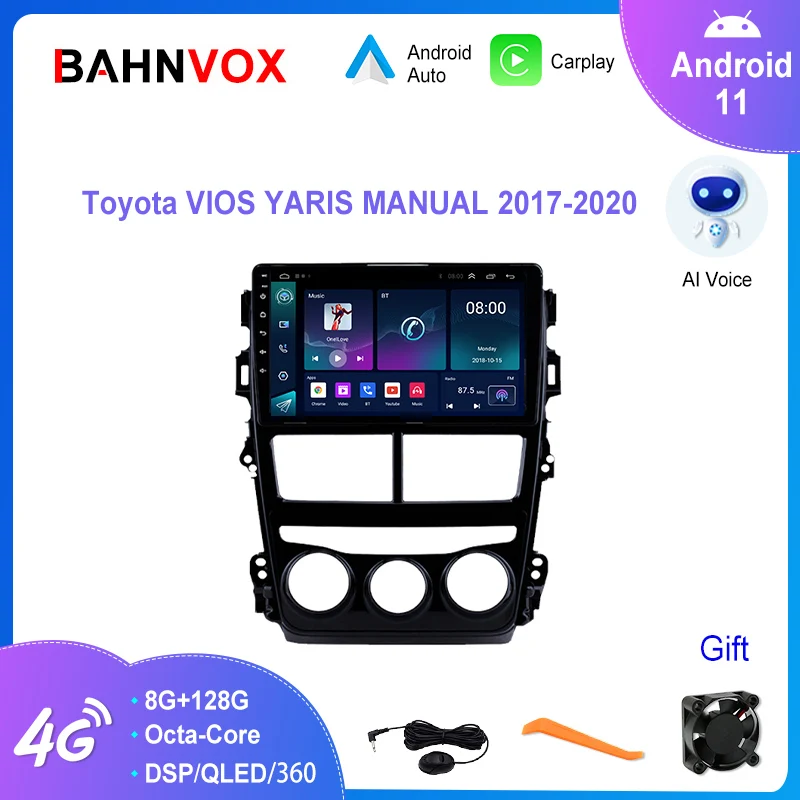 

9" Android 11.0 Car Radio for Toyota Vios Yaris Manual AC 2017-2020 Multimedia Video Player Stereo GPS Navigation Head Unit 4G