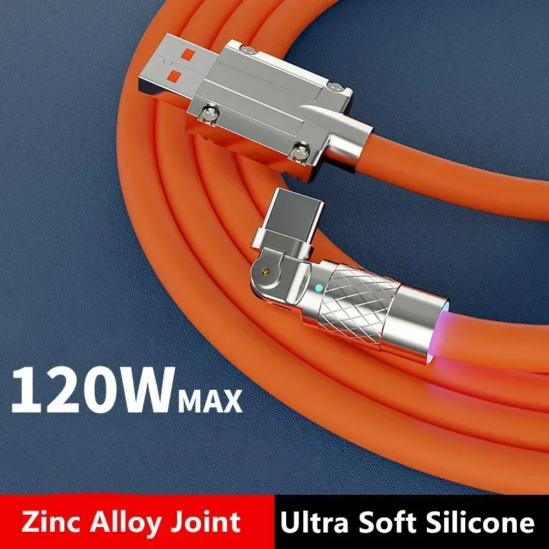Cavo Usb C Rotazione A 180 ° 6A 120W Super Flash Charge Type-C Per Lightning Xiaomi Huawei Micro Usb Data Wire Linea Di Estensione Usb