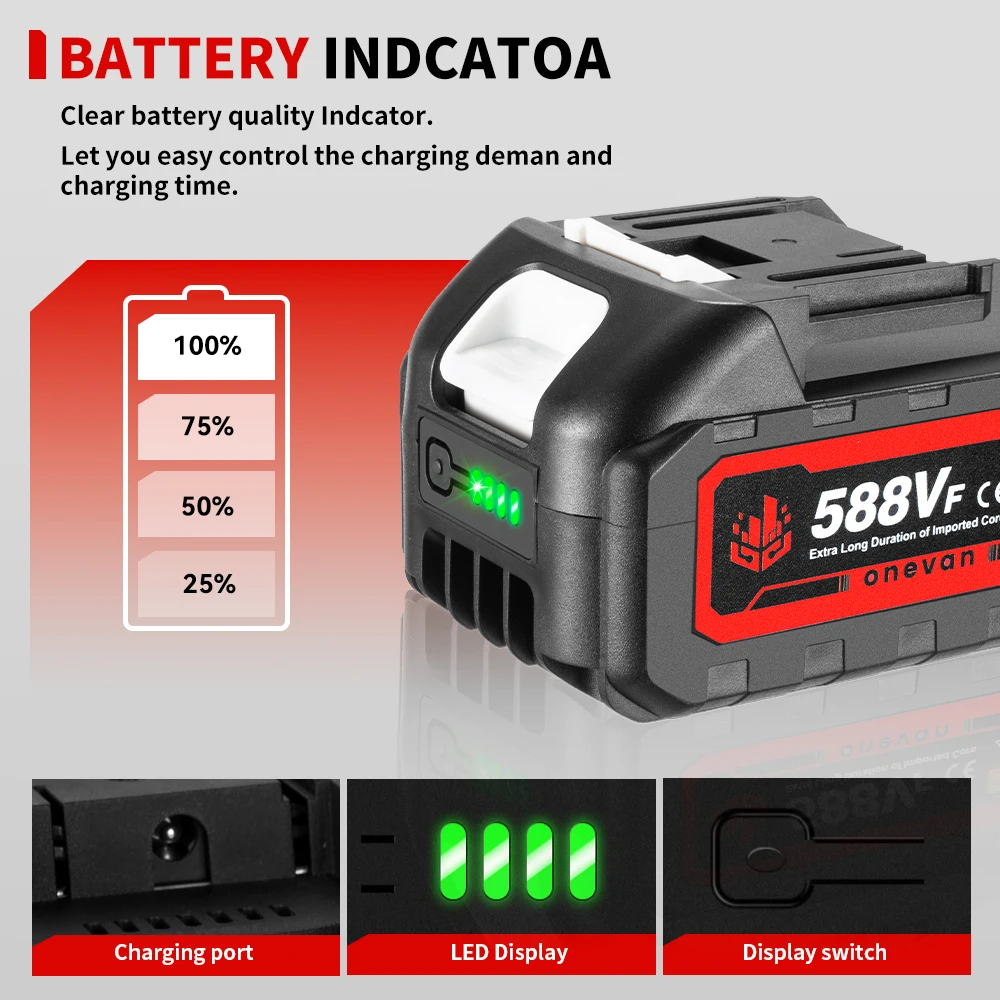 ONEVAN Rechargeable Lithium Battery 22900MAH BL1850 BL1840 For Cordless Electric Wrench Drill Power Tool For 21V 18V Battery lithium ion battery lithium battery