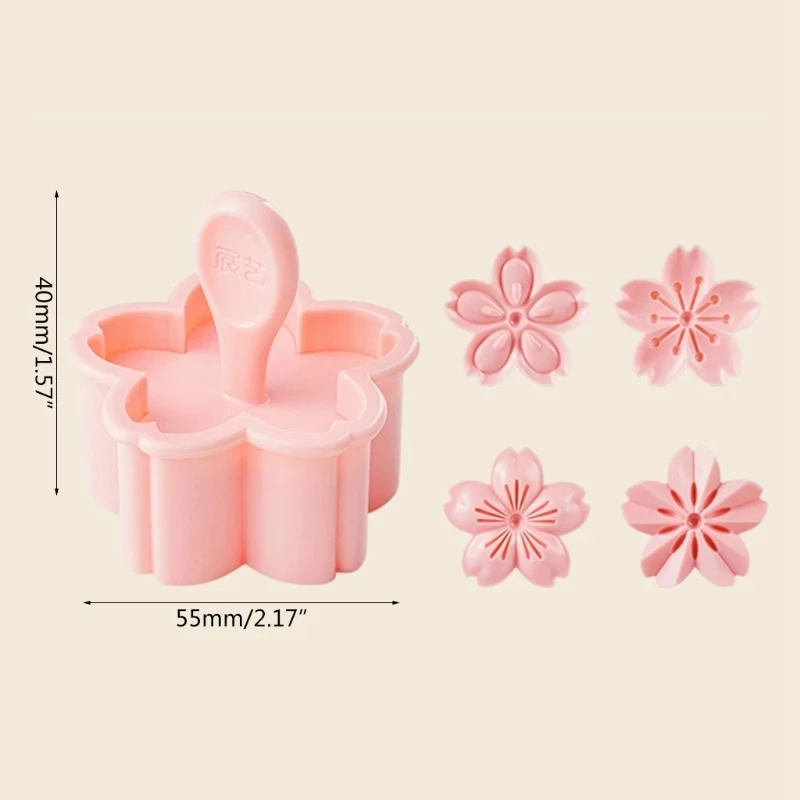 5pcs/set Sakura Flower Cookie Mold Stamp Biscuit Cutter Cherry Blossom DIY Fondant Cake Decor Floral Mould Kitchen Baking Tools cookie cutter,baking mold,cookie mould,cookie printing mold,fondant cutter,baking decorating tools,pastry cutter