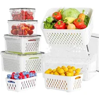 Conteneur de stockage alimentaire pour réfrigérateur avec couvercle filtrant, garde les fruits, les légumes, les baies et la viande frais plus longtemps, conteneur en plastique 1