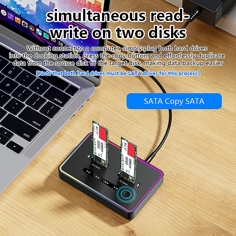 Blueendless M 2 Two Bay SSD Docking Station sata Duplicator Dual bay SSD m.2 case SATA 6 Gbps Type C USb 3.1 Hard Disk