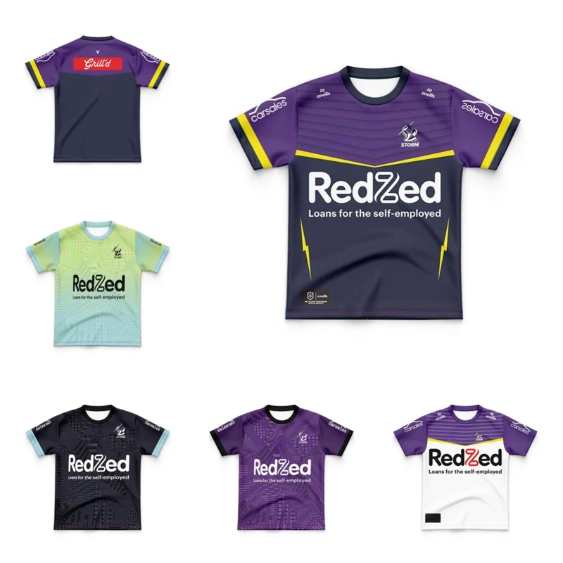 

2024 Kids Melbourne Storm Men's Home and Away Rugby Jersey Training