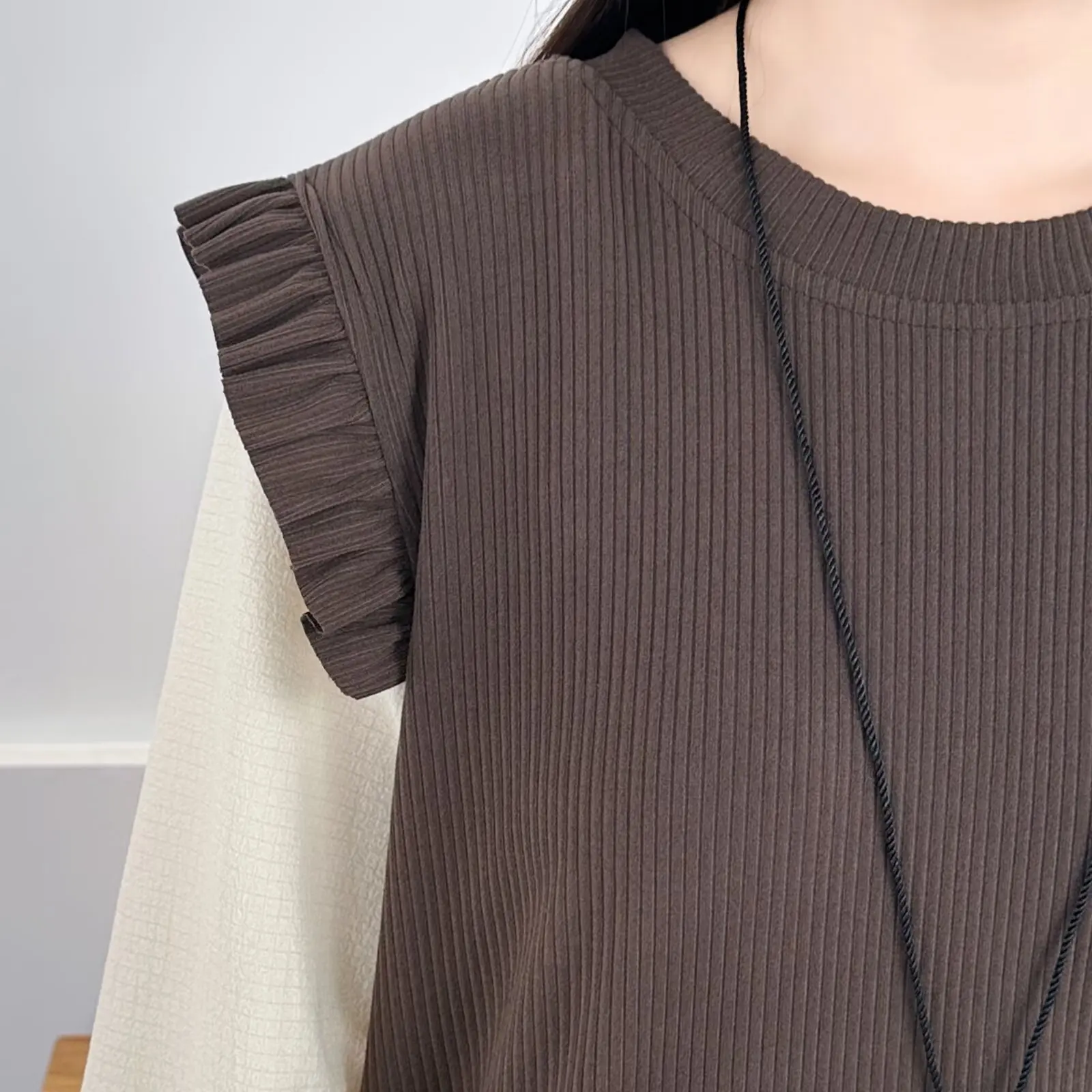 Plus Size Women's Sweatshirts Stylish Casual Design Block Color Splice Fake Two Pieces round-neck Hoodie 667