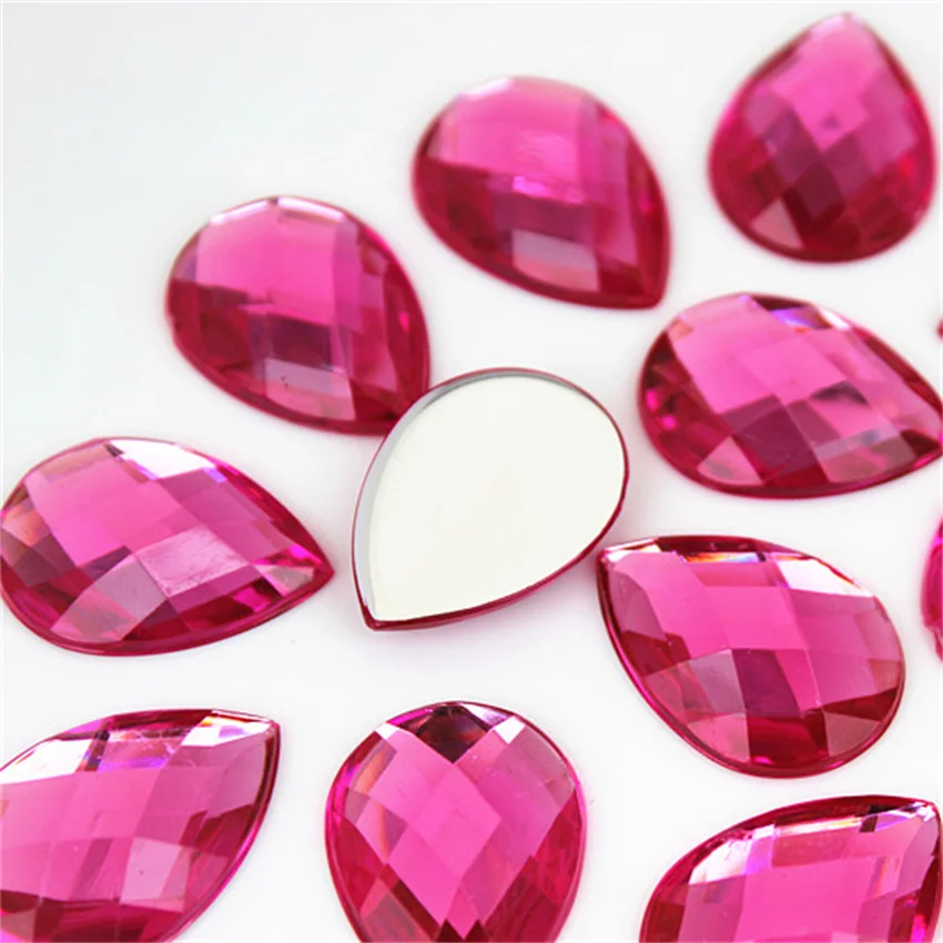 20pcs 18*25mm 눈물 드롭 모양 플랫 다시 아크릴 라인 석 크리스탈 Strass 비즈 DIY 쥬얼리 액세서리 공예 MC592