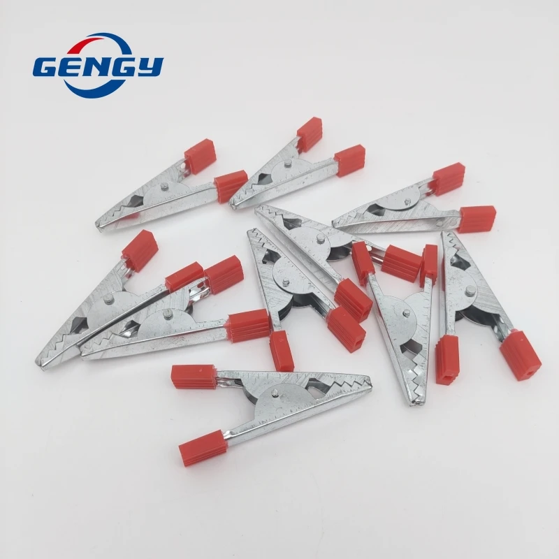 10 Pcs Iron Crocodile Clip 32mm-50mm Plastic Handle Test Probe Alligator Clips Connector Connect Socket Plug