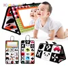Foldable Crib Toy Activity Soft Book For Toddlers Tummy Time Baby Mirror Infant Toys First Gifts Visual Development Newborn Toys 1