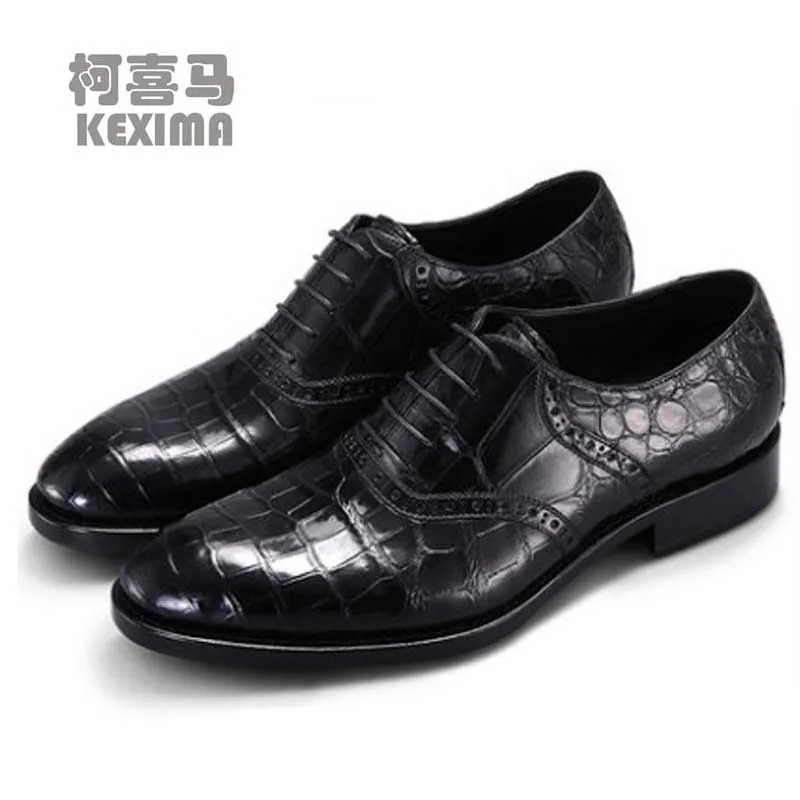 Kexima Cestbeau Crocodile Shoes Nile Crocodile Men Shoes Pure Manual Genuine Leather Bullock Carve Men Dress Shoes