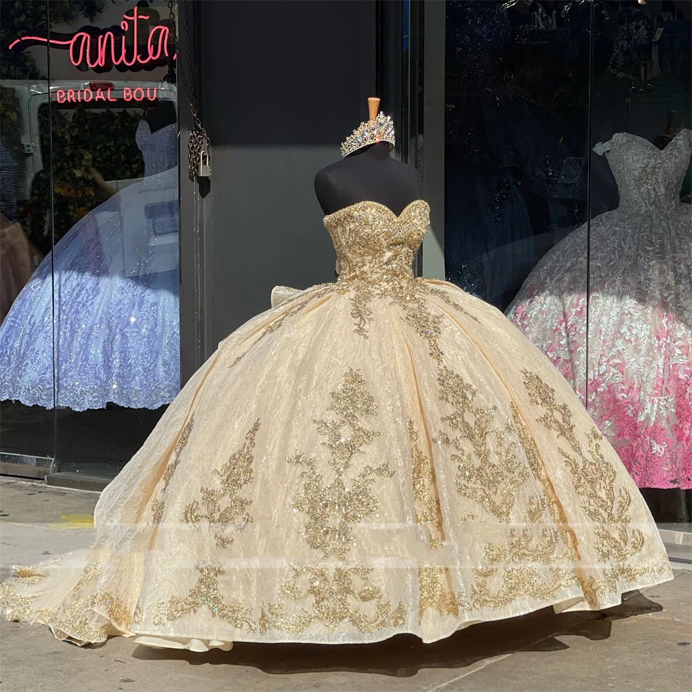 Princess Ball Gown Quinceanera Dresses Beads Appliques Sweet16 Dress Vestidos De 15 A&ntilde;os Customized