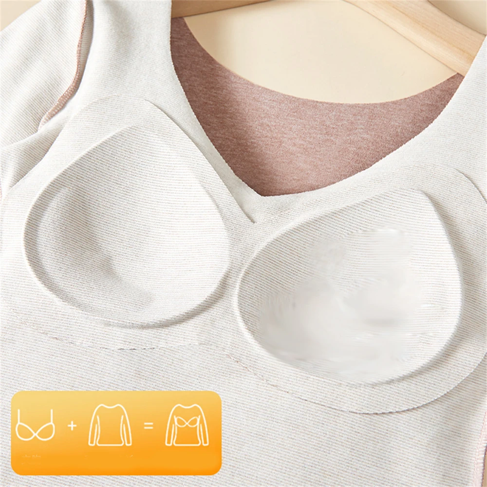 Women V-neck Seamless Thermal Underwear Set Autumn Winter Warm Lingerie Long Sleeve Tops With Chest Pads Trousers Two-piece Suit