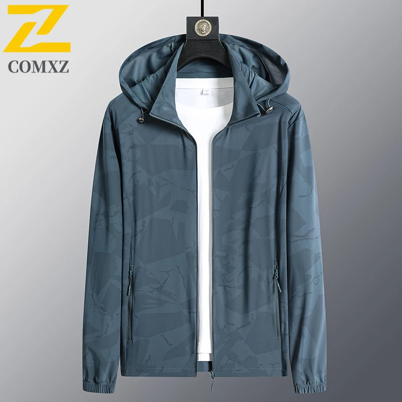COMXZ Windbreaker  Men's viscose filament Jacket Waterproof Windproof Hooded Outdoor Coat for Hiking Camping Fishing Trekking