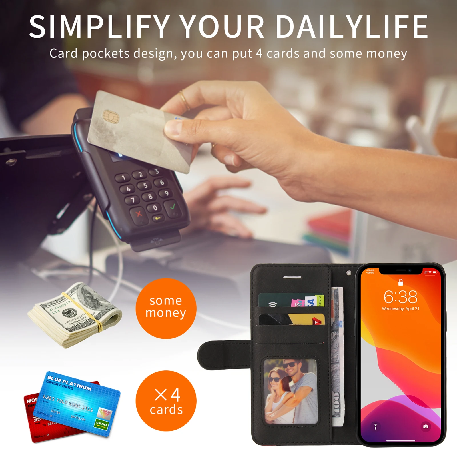 Secure Leather Anti-Theft Wallet Case with Magnetic Flip & Card Slot Cover