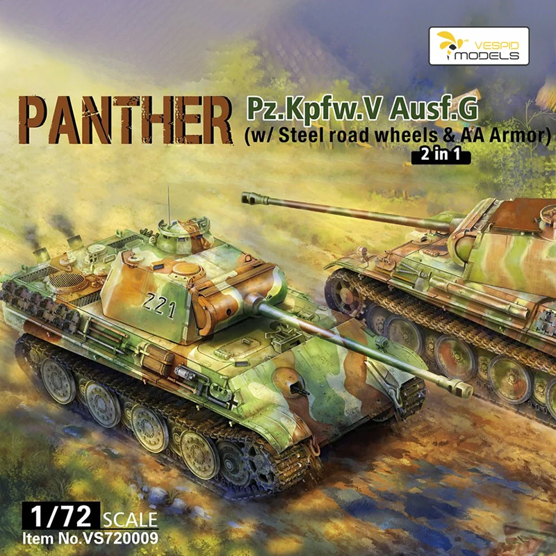 

Vespid Model Assembly Model Kit VS720009 Black Panther Medium Elastic Steel Wheels and Anti Aircraft Armor Modified 1/72