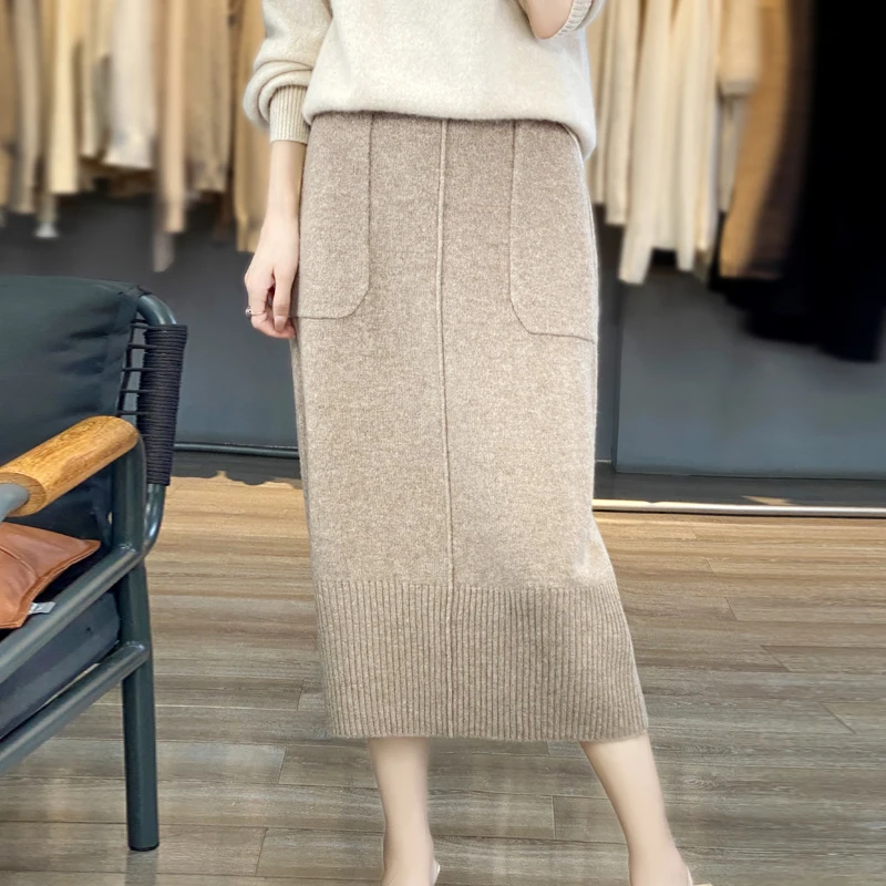 autumn-and-winter-new-double-pocket-100-pure-wool-skirt-commuter-joker-knitted-cashmere-sweater-straight-skirt-female