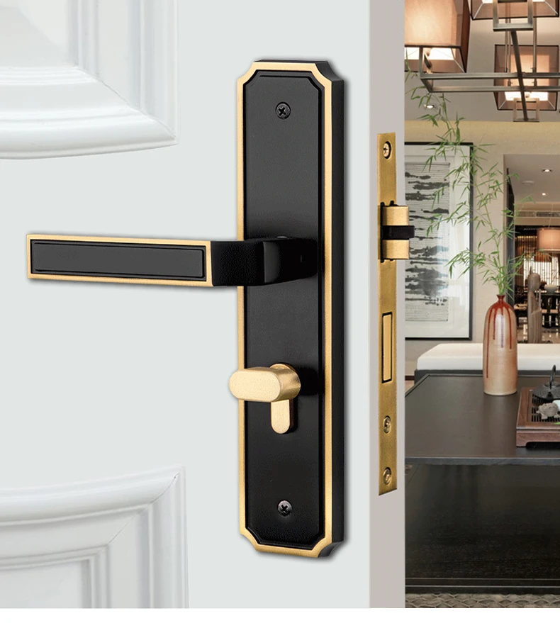 Description Picture 6 of itemHigh Quality Brass Bedroom Door Lock Double-sided Handle Lock Set New Chinese Mute Security Door Lock Hardware with Key