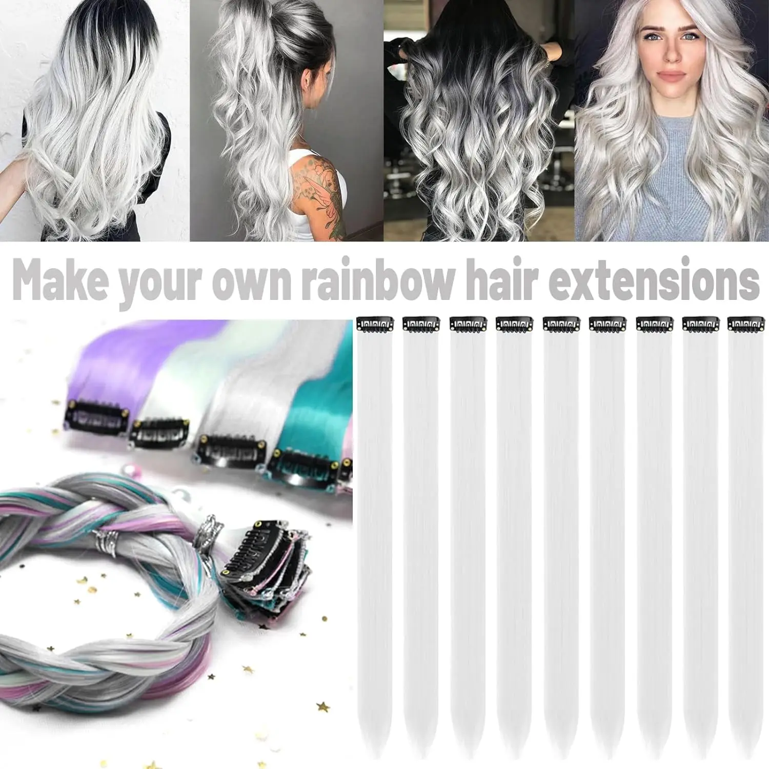 Clip in Hair Extensions 10Pcs for Kids Girls clip in hair extensions,hair extensions,clip in hair pieces