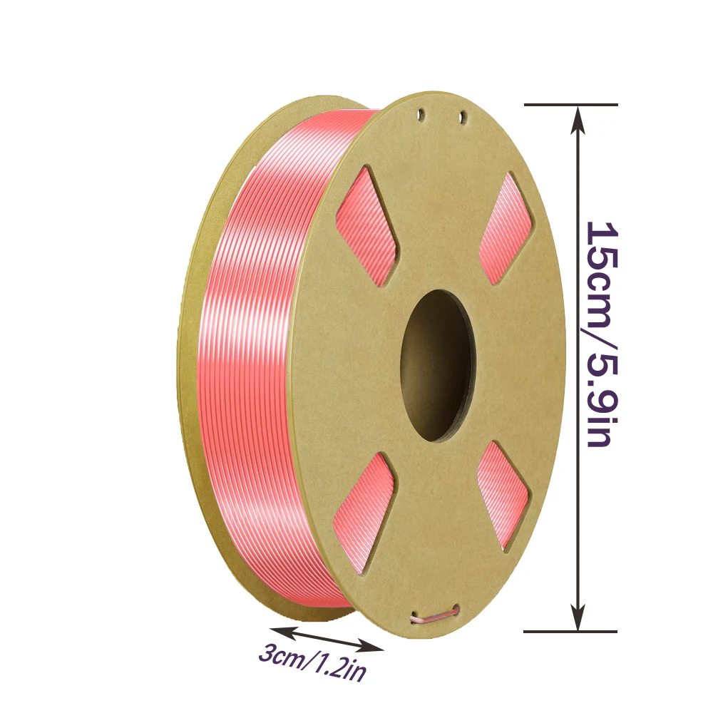 실크 PLA+ 1.75mm 필라멘트, 크롬 광택 부드러운 질감, 안정적인 출력, 200g/250g/500g/1000g 스풀, 핑크