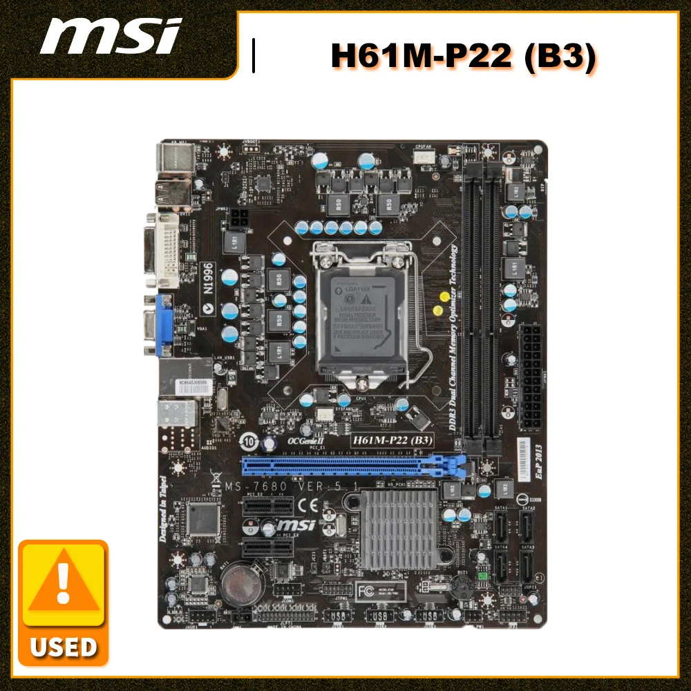 Lga 1155 Motherboard For Msi H61mp22 (b3) Intel Core I7 I5 I3 Lga1155