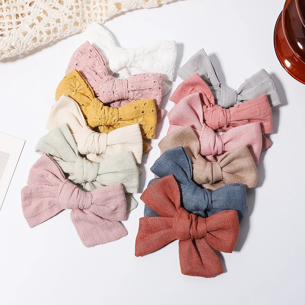 

2Pcs/lot Solid Hair Bows Clips for Cute Girls Cotton Bowknot Hairpins Barrettes Headwear Bow Clips Kids Hair Accessories