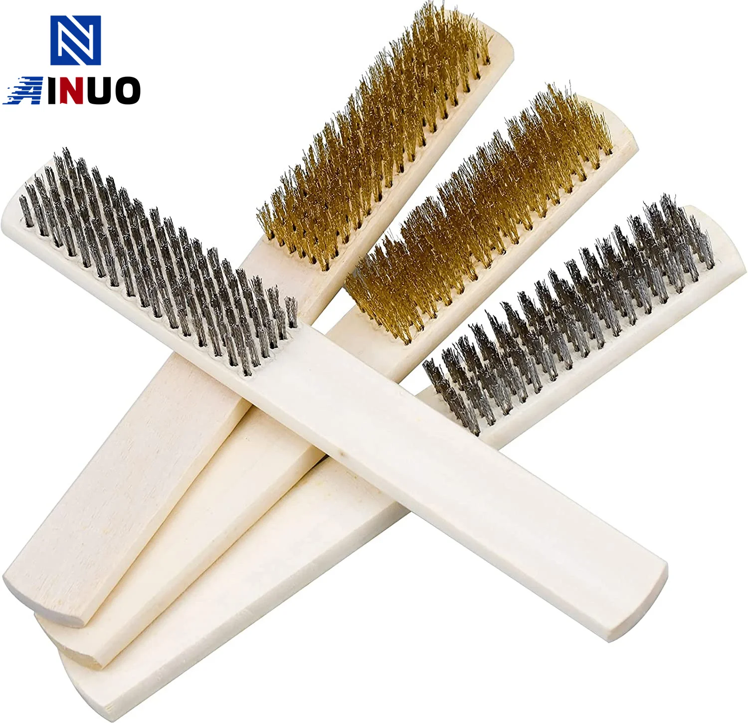 WoodHandleStainlessSteelWireCopperBrushPaintRemovalCleaning