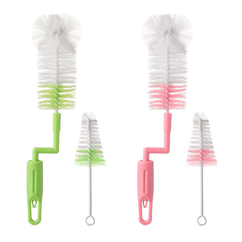360&deg; rotatable 2 in 1 nylon bottle brush pacifier water cup cleaning cleaning brush bottle cleaning brush bottle brush cleaning brush set