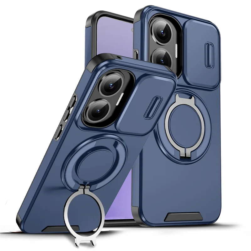 Enhanced Slide Camera Protector Armor Case with Magnetic Ring Holder – Durable Back Cover