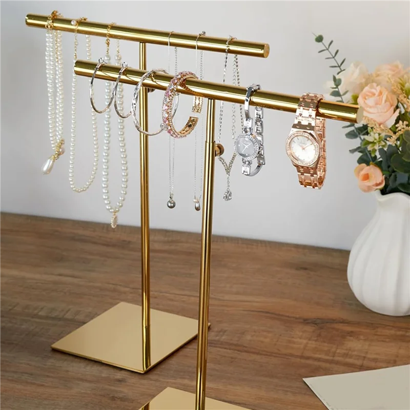A36T-ネックレスホルダージュエリースタンドゴールドポリッシュ財布ディスプレイスタンド4個高さ調節可能ネックレスバングル、リング用