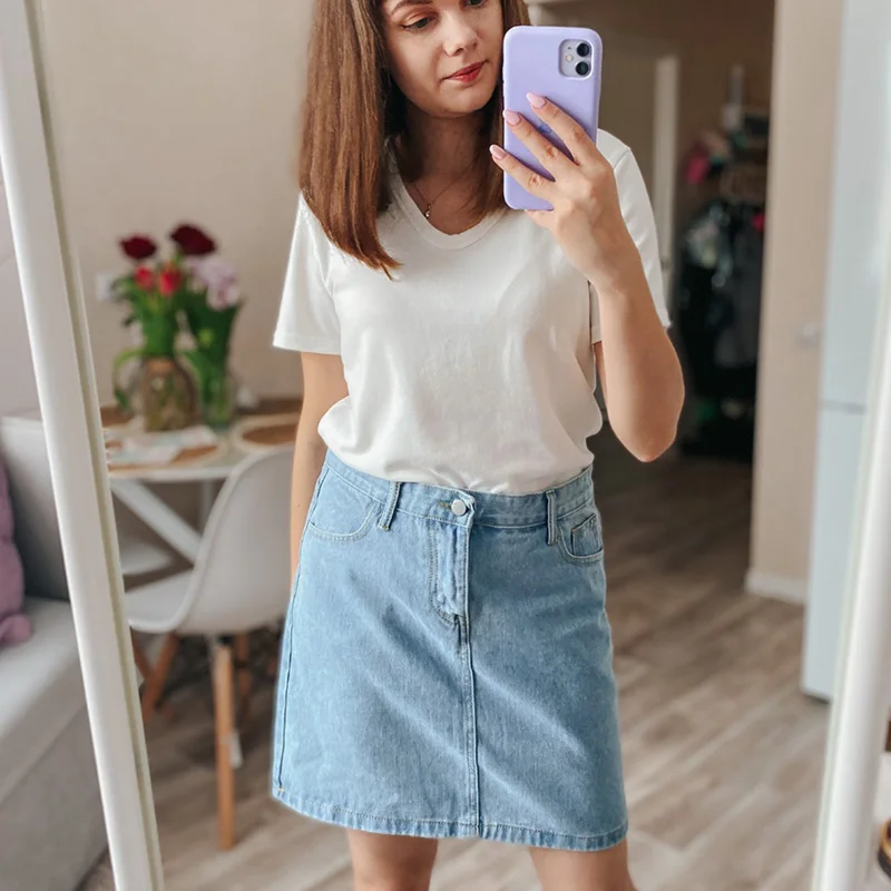 Women Denim Skirts 2024 Spring Summer Female Mini Skirts High Waist Casual A-line Sexy Skirts Denim Skirts for Lady Girls