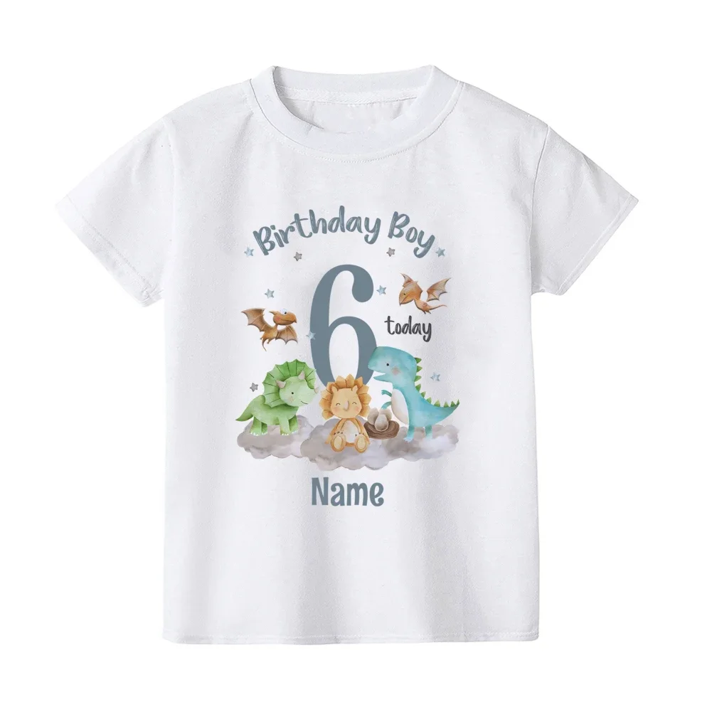 Personalisiertes Dinosaurier-Druck-Kindergeburtstags-T-Shirt mit individuellem Namen, kurzärmeliges Hemd für Jungen, 1–9 Jahre, Kindergeburtstagsparty-Kleidung – Detail 7