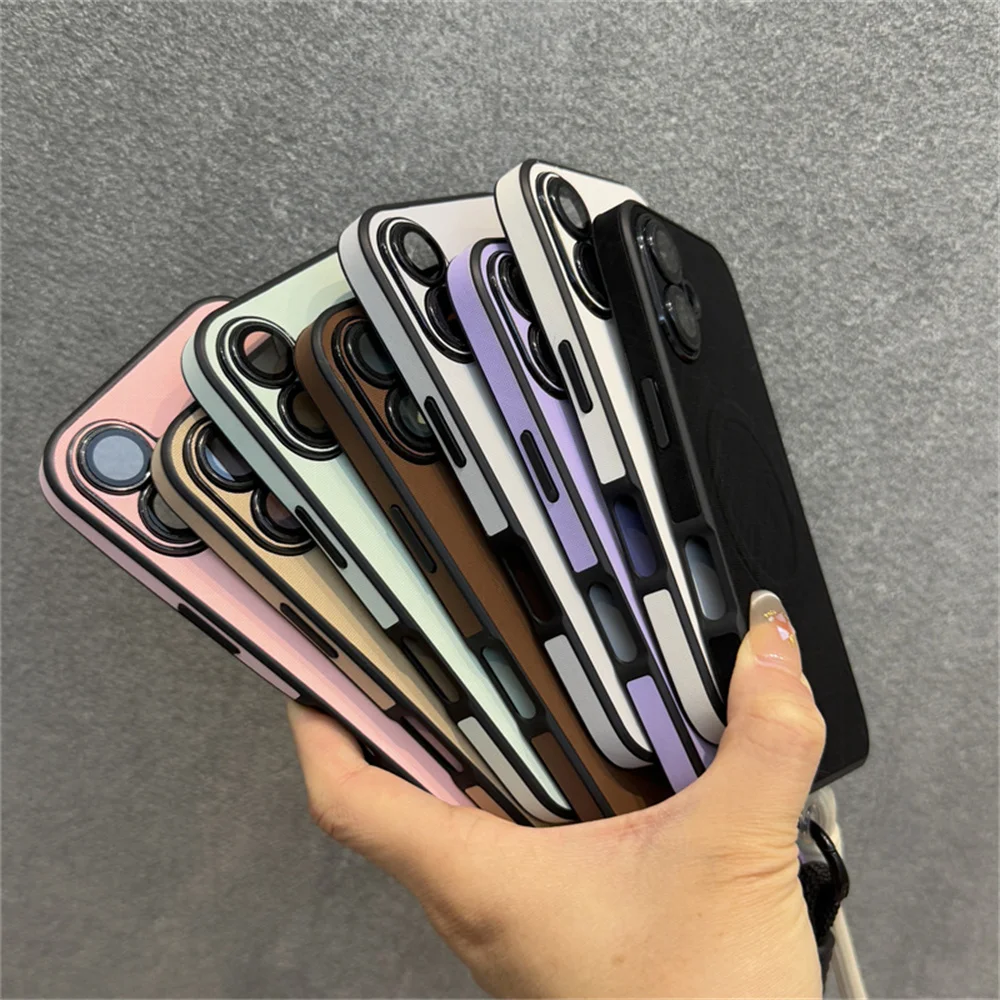 Elegant Magnetic Phone Case with Lanyard Bracelet and Wireless Charging Capability