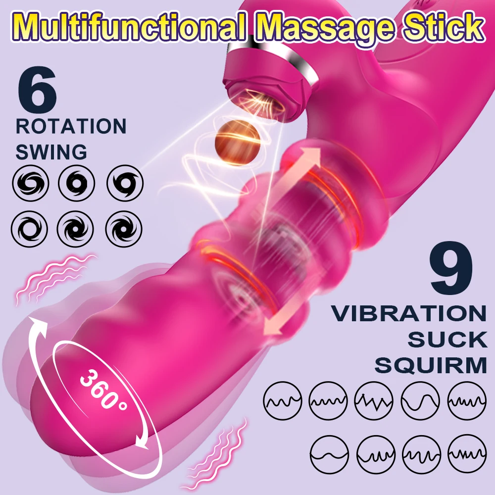360 ° Rotierenden Teleskop Saugen Dildo Vibrator Weibliche Klitoris Vaginale Anal Stimulation Massage Sex Spielzeug für Frauen Paare