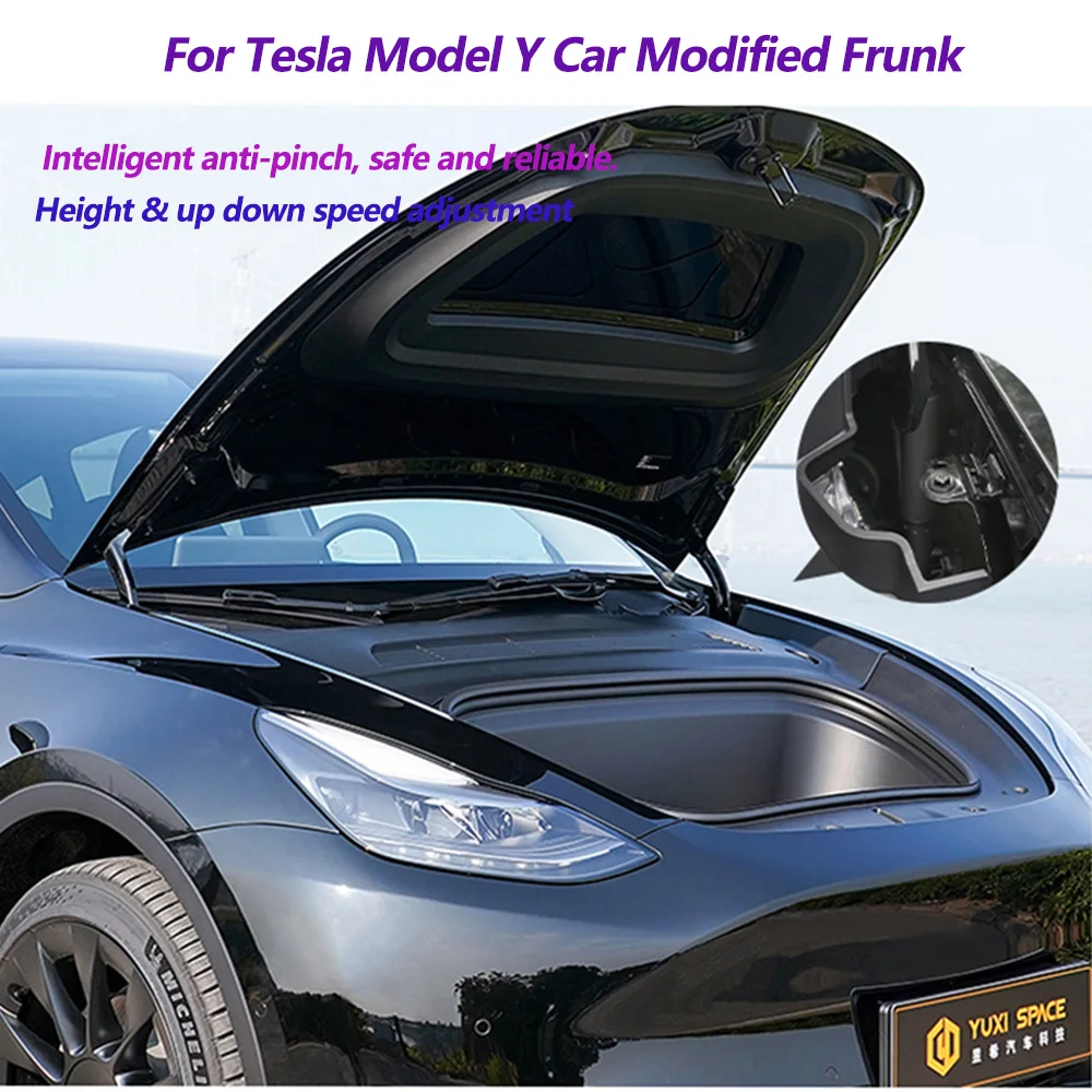 

Electric Front Tailgate For Tesla Model Y Car Modified Frunk Lift Automatic Power APP Control Waterproof Speed Adjutsable System