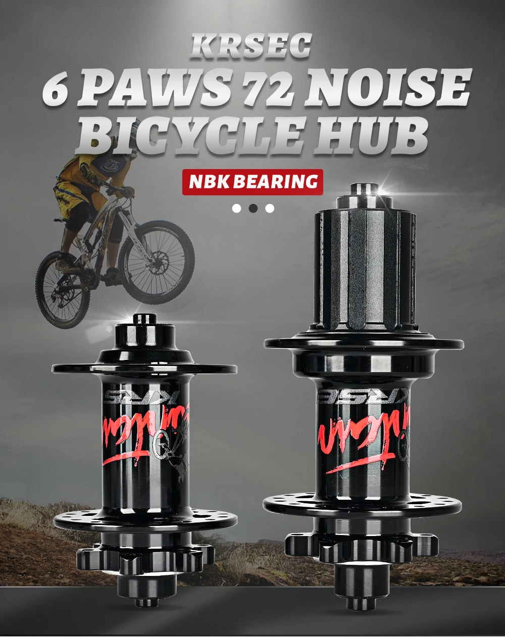 Bicycle hub front 2 rear 4 bearings mountain hub 6 pawl 72T noise hub