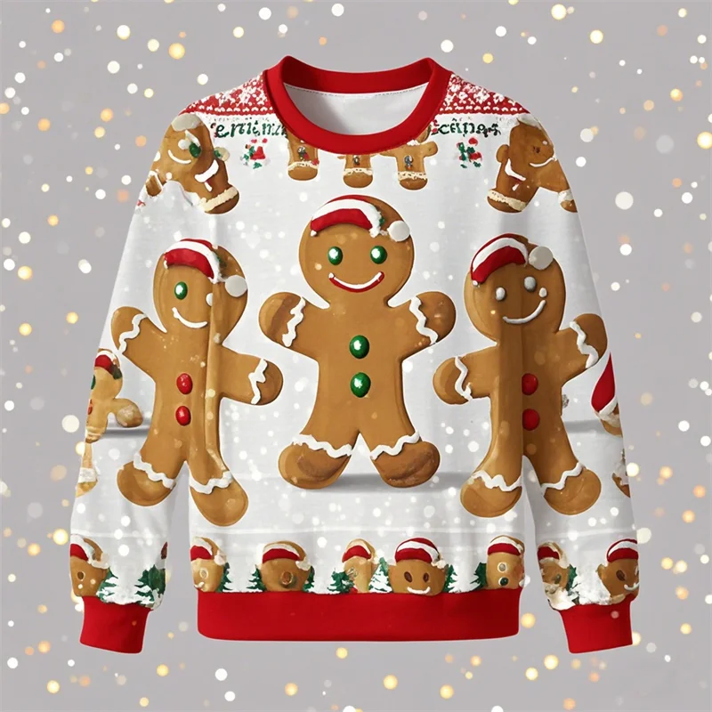 Sweat 3D Noël petit biscuit unisexe