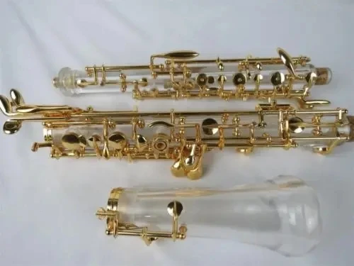 C Key MeeLe Professional crystal Oboe Gold Bass Clarinet plating With Case