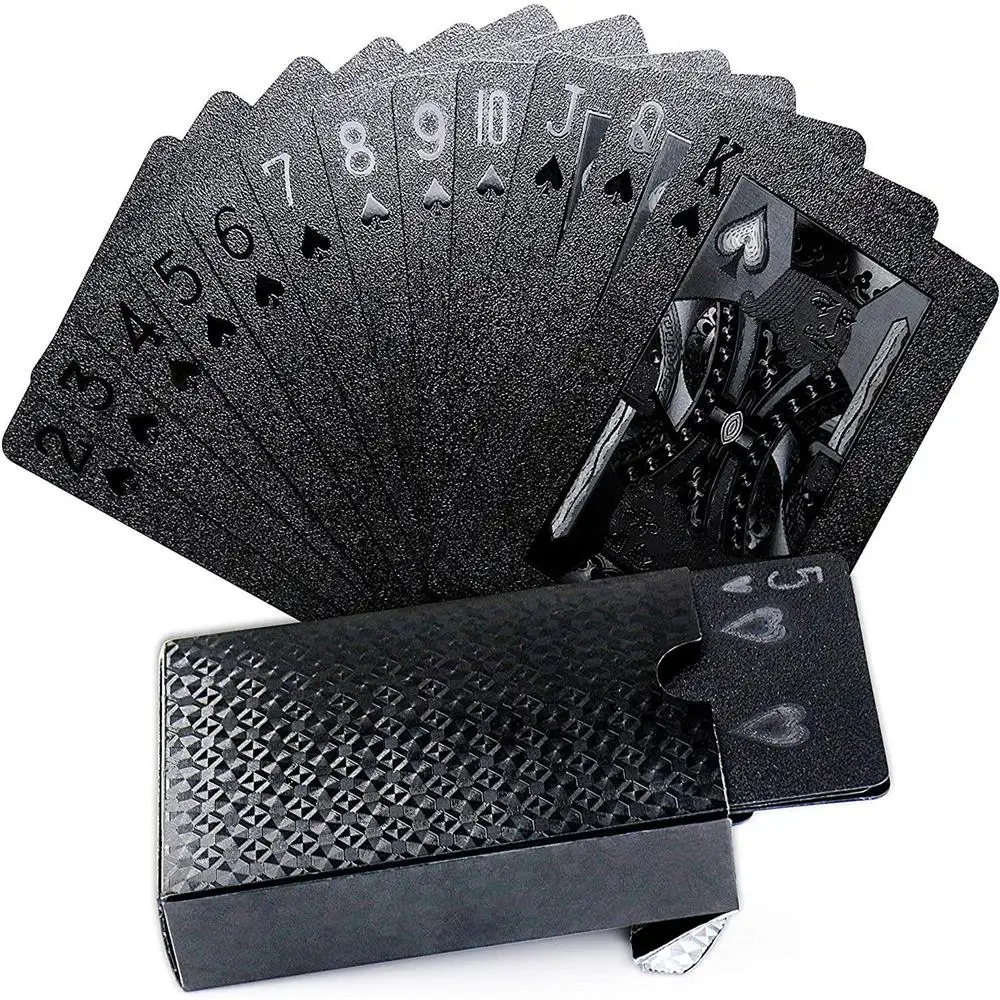 Juego-de-cartas-de-Color-negro-juego-de-cartas-a-prueba-de-agua-traje