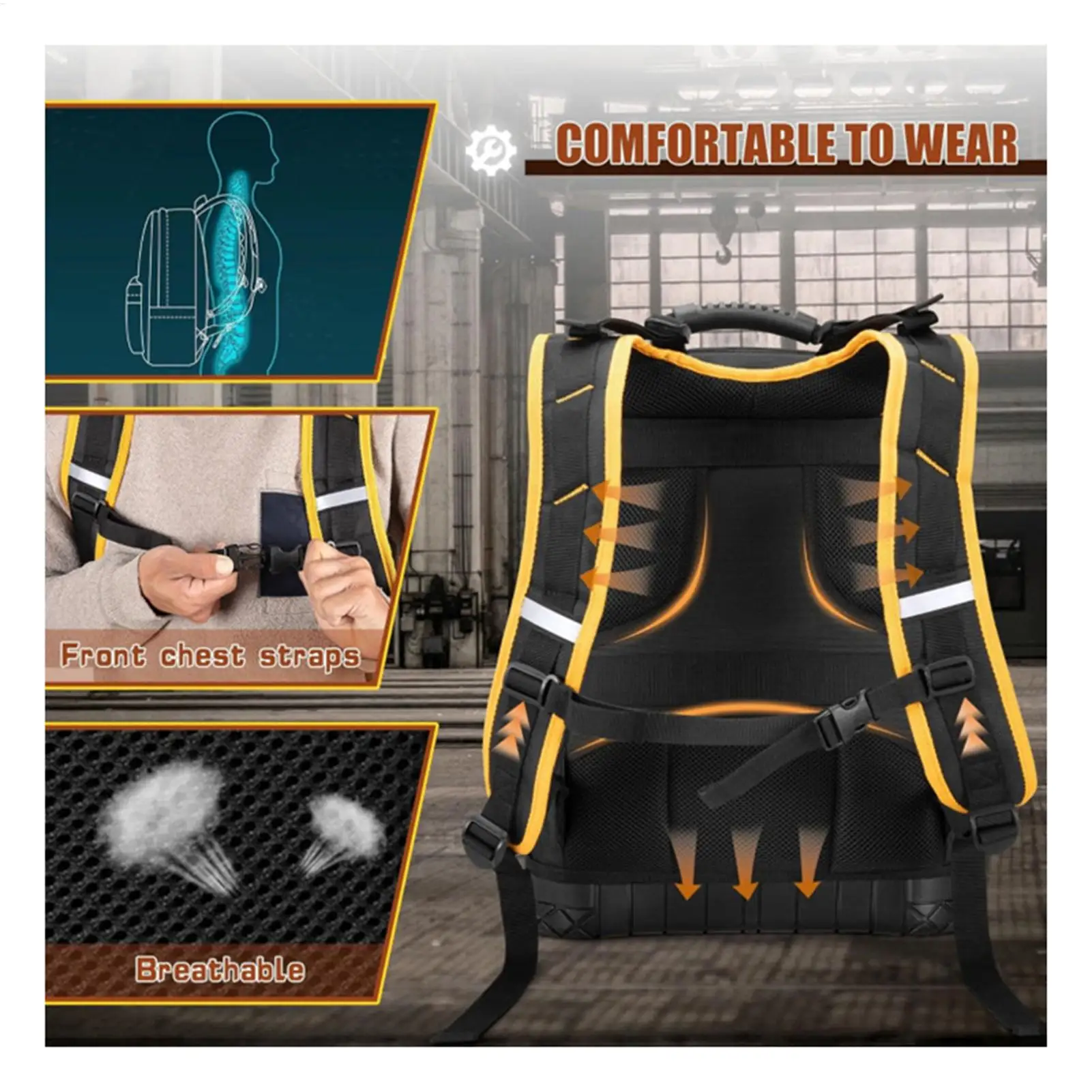 Backpack For Tools Hard Bottom Storage Tool Bag Organizer For Construction Site Repair Job Home Project Outdoor Camping Workshop