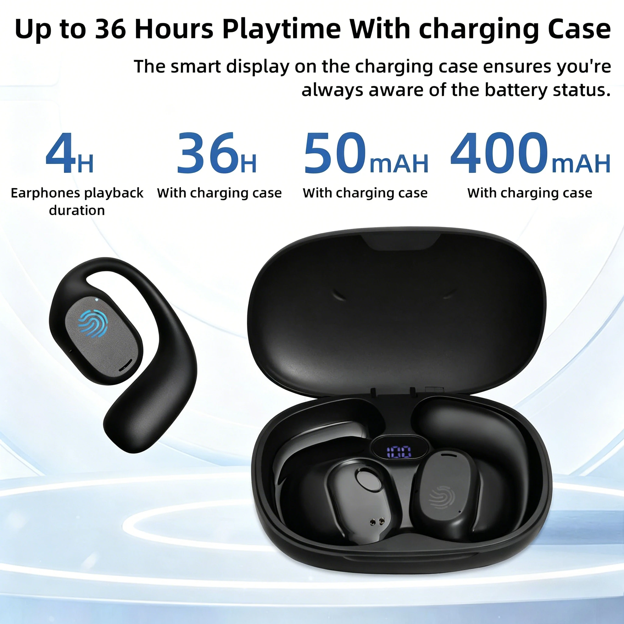 Waterproof Bone Cond Bluetooth Headphones Sport Wireless Earphones Long Lasting Battery HiFi Stereo Call Noise_voghion.com